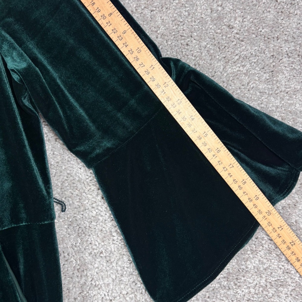 Calvin Klein Womens Green Velvet Wide Leg Jumpsuit Bell Sleeve Size 18W (READ) - Picture 10 of 14